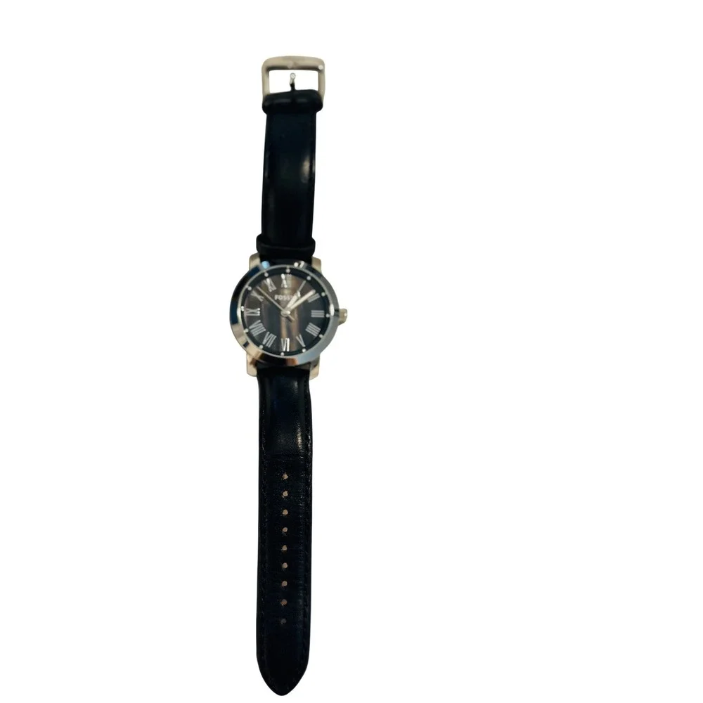 Fossil BQ1231 Fenmore Midsize Watch Grey Dial Roman Numerals Black Leather Strap